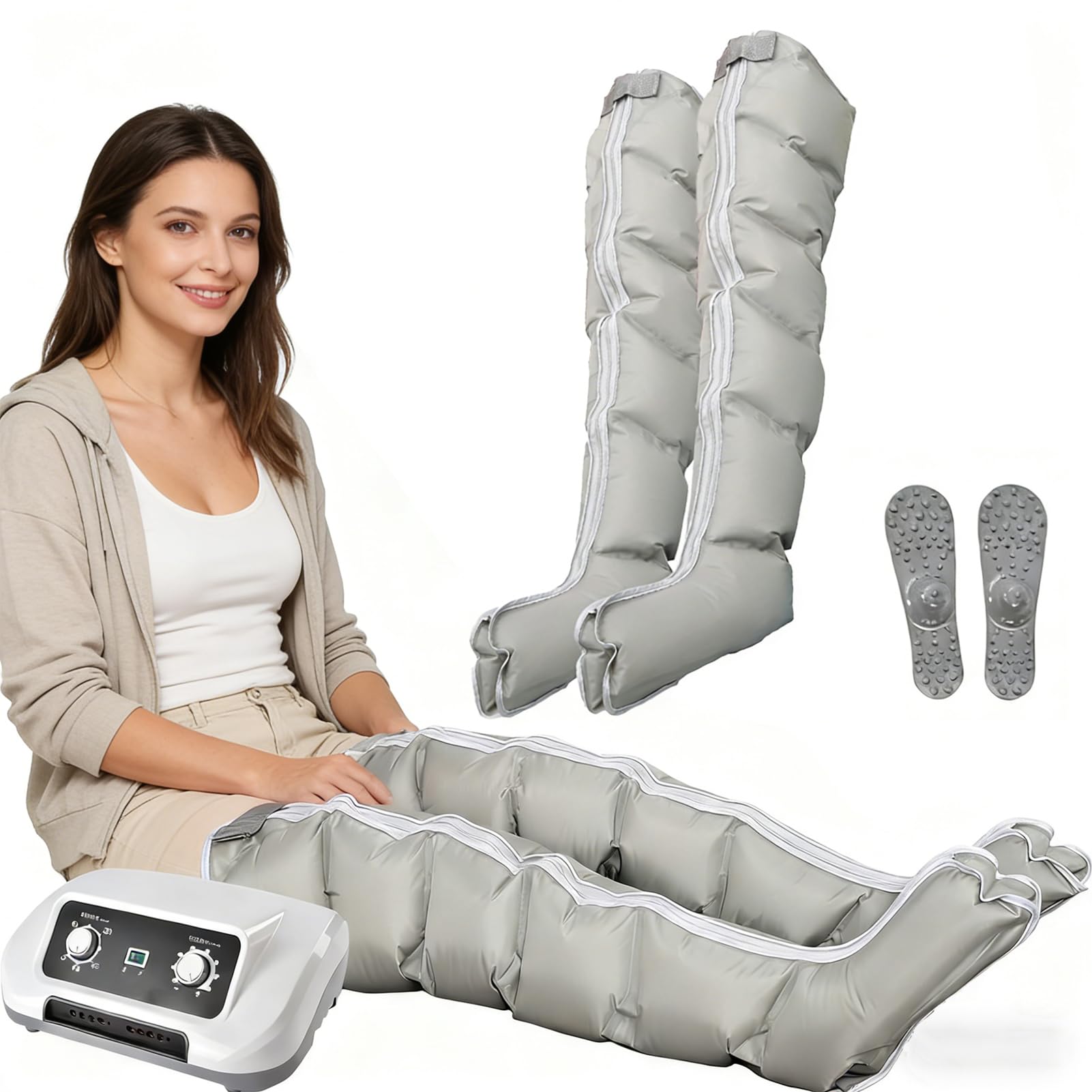 GZGHRZQS Lymphatic Drainage Massager | XXL Pressotherapy Air Compression Leg Foot Massager | Electric Leg Air Compression Massager | For Lymphatic Drainage Leg Massager | Timing Function