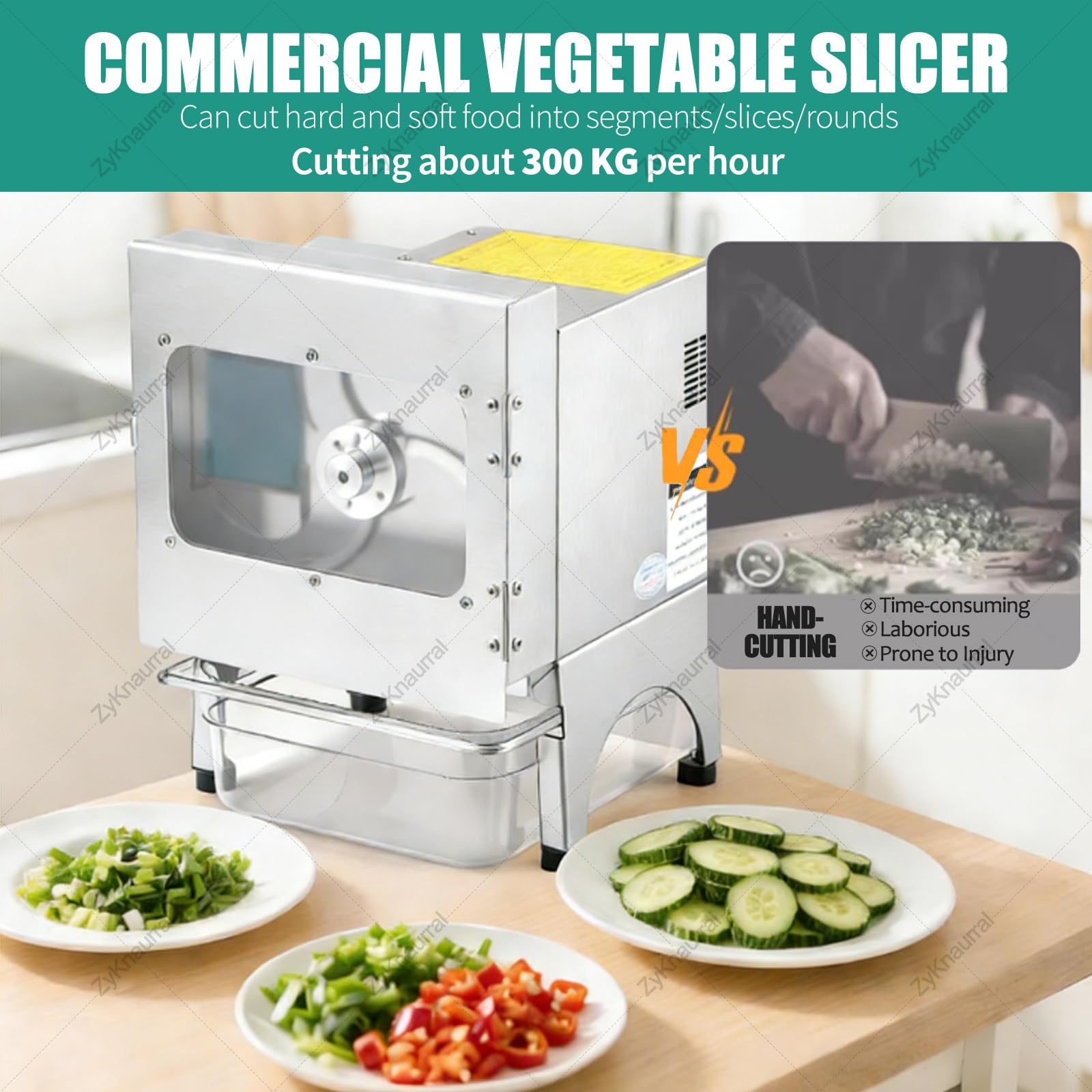 Affettatrice professionale per cipollotti con nastro trasportatore da 7 cm, affettatrice elettrica per verdure in acciaio inox da 200 W, tritatutto per cipollotti, robot da cucina per zenzero, pe