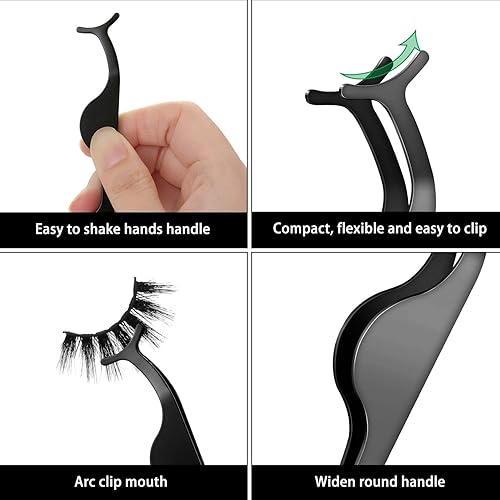 Miniatura 5 de 24 piezas de herramienta aplicadora de pestañas postizas, pinzas de extensión de pestañas de acero inoxidable, pinzas removedoras de clip, pinzas
