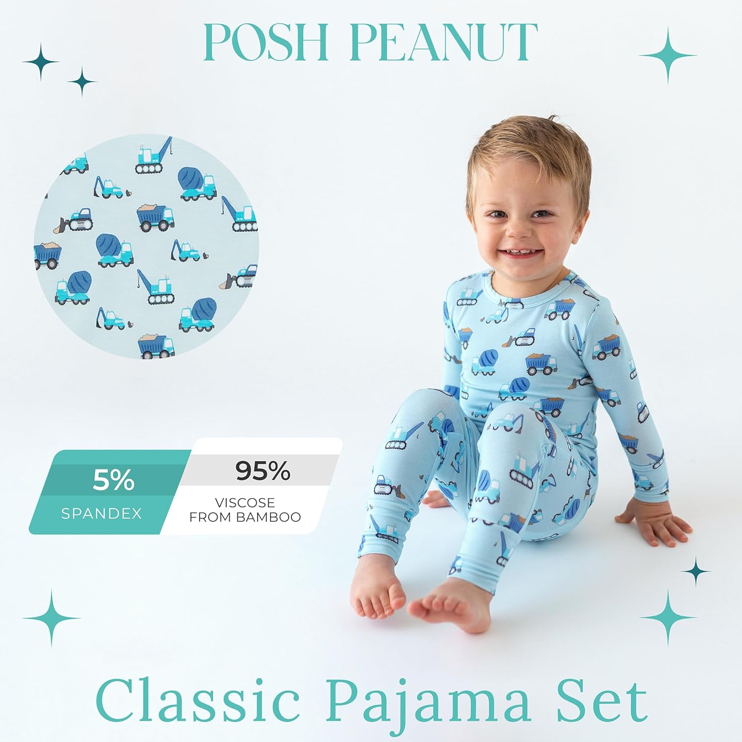 Posh Peanut Boys Pajamas - PJs for Kids Made of Soft Viscose from Bamboo, Long Sleeve Toddler PJs & Matching Boys Pajama Sets - Image 2