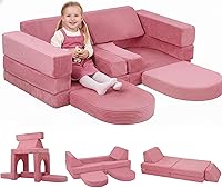 Vista 1 de MeMoreCool Juego de Sofá Modular Infantil de 10 Piezas — Juego de Sofá de Espuma Convertible de Corduroy para Construir Fortalezas, Relajarse