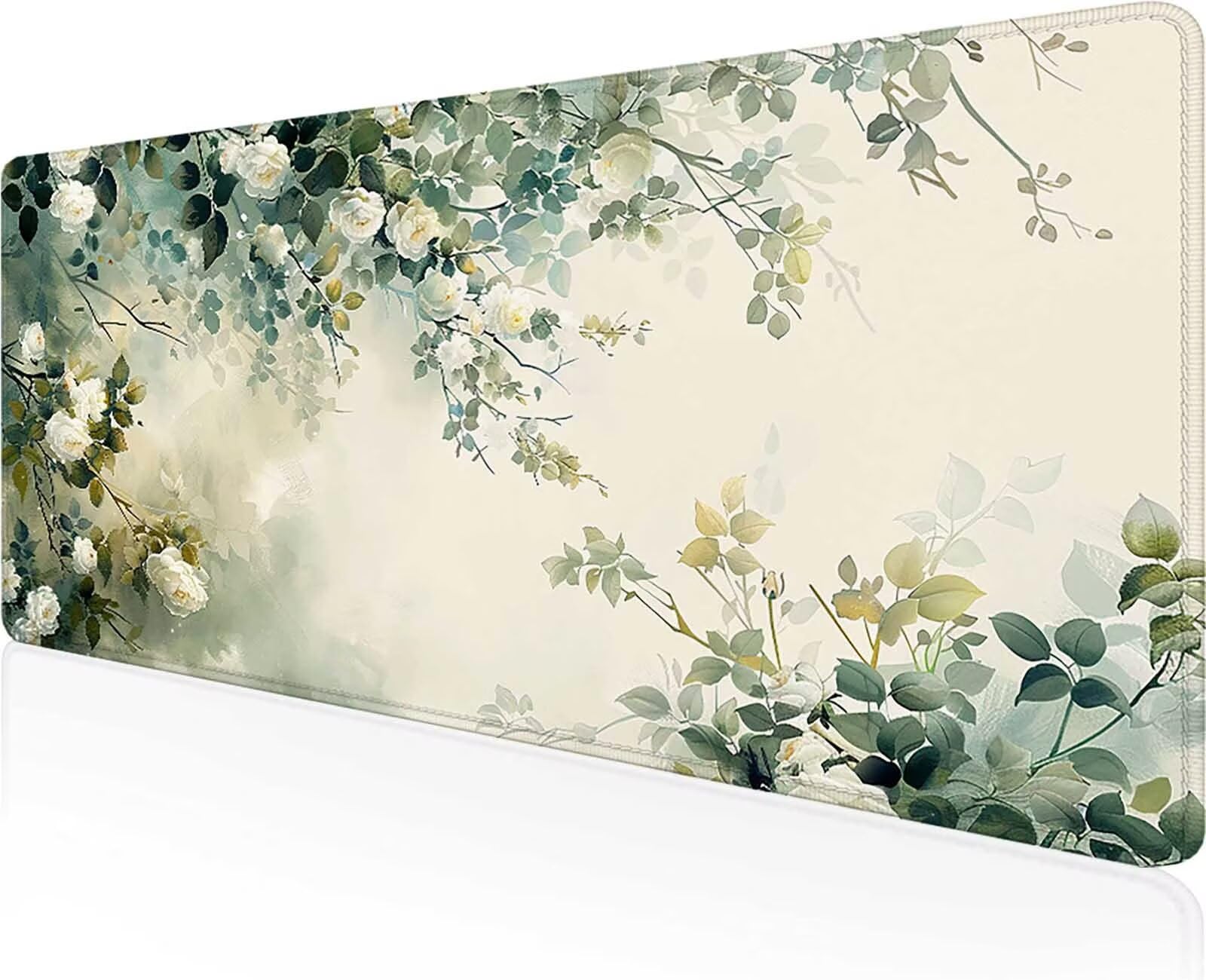 Fiore Tappetino Mouse XXL 120x60 cm, Tappetino Mouse Gaming Lavabile, Giallo con Bordi Cuciti, Fondo in Gomma Antiscivolo Resistente Tappeto Gaming per Lavoro Ufficio, Regalo Uomo PjY2578 X-1