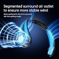 Ventilator de gât portabil JISULIFE cu suport pentru gât, utilizare hands-free, 5 viteze, reîncărcabil 5000 mAh, negru, pentru femei și bărbați 3
