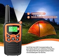 Vista 4 de Walkie Talkies, MOICO Walkie Talkies de largo alcance para adultos con 22 canales FRS, Walkie Talkie familiar con linterna LED VOX, pantalla LCD