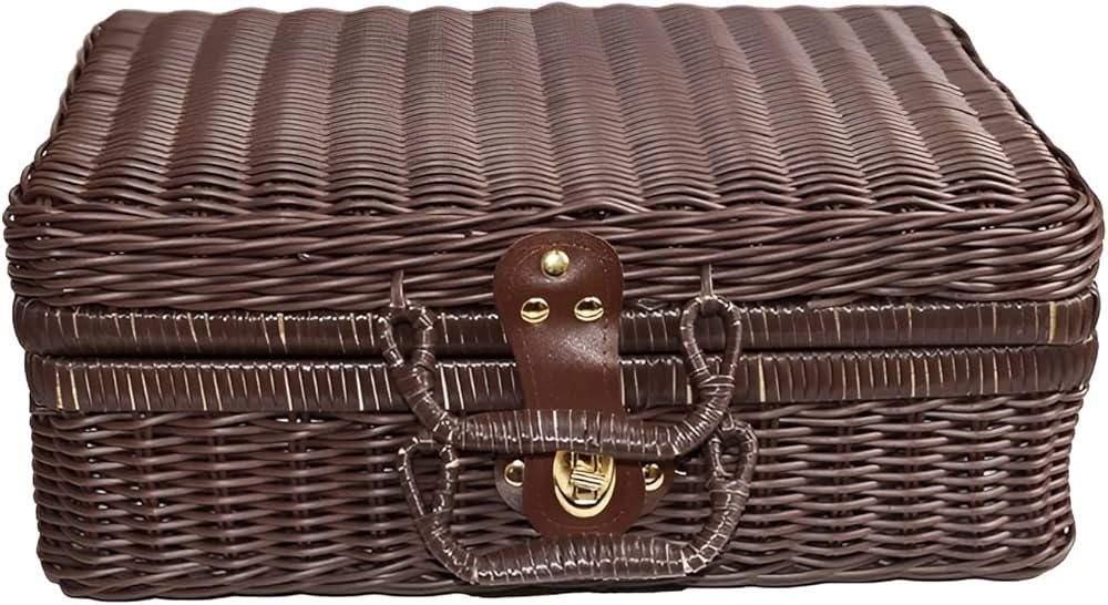 Amazon｜[starrycoo]【和モダン収納かご】レトロ膠籐製整理ボックス