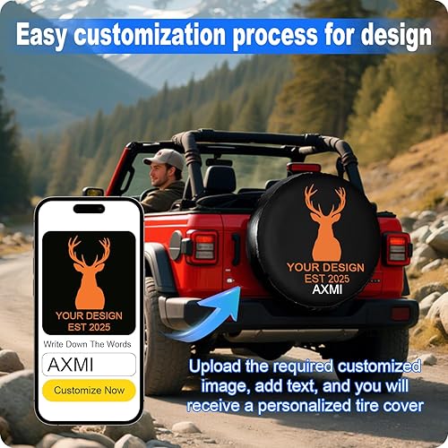 Miniatura 2 de Custom Spare Tire Cover Personalized Universal Wheel Cover Add Photo Text Logo Waterproof Tire Protector with Adjustable Buckle Strap for Trailer RV