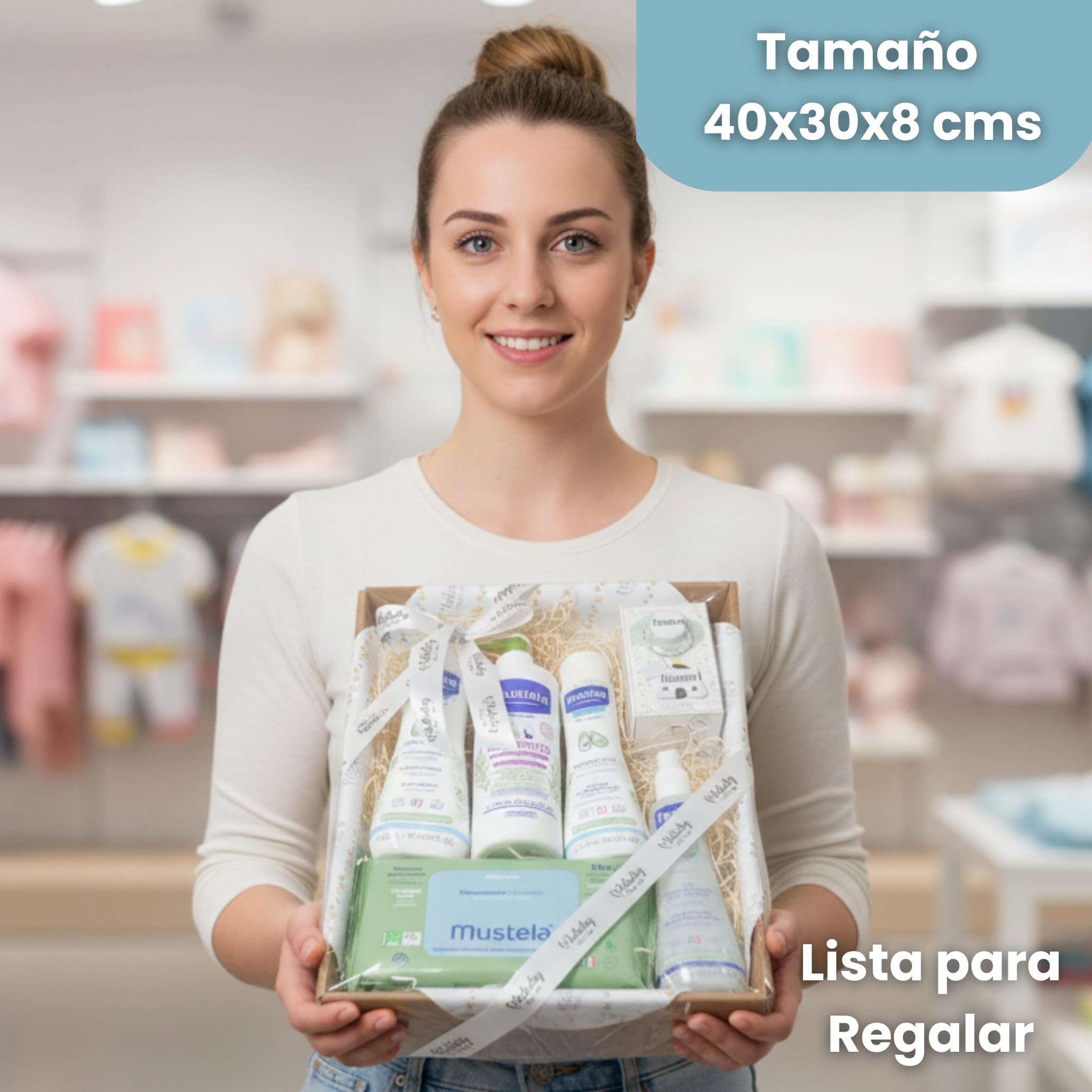 Mi Primera Canastilla Bebé Personalizada – Mochilas y Cestas Regalo Recién Nacido con Nombre, Regalos Originales para Recien Nacidos, Set Dermocosmética Completo (Eco Basket)