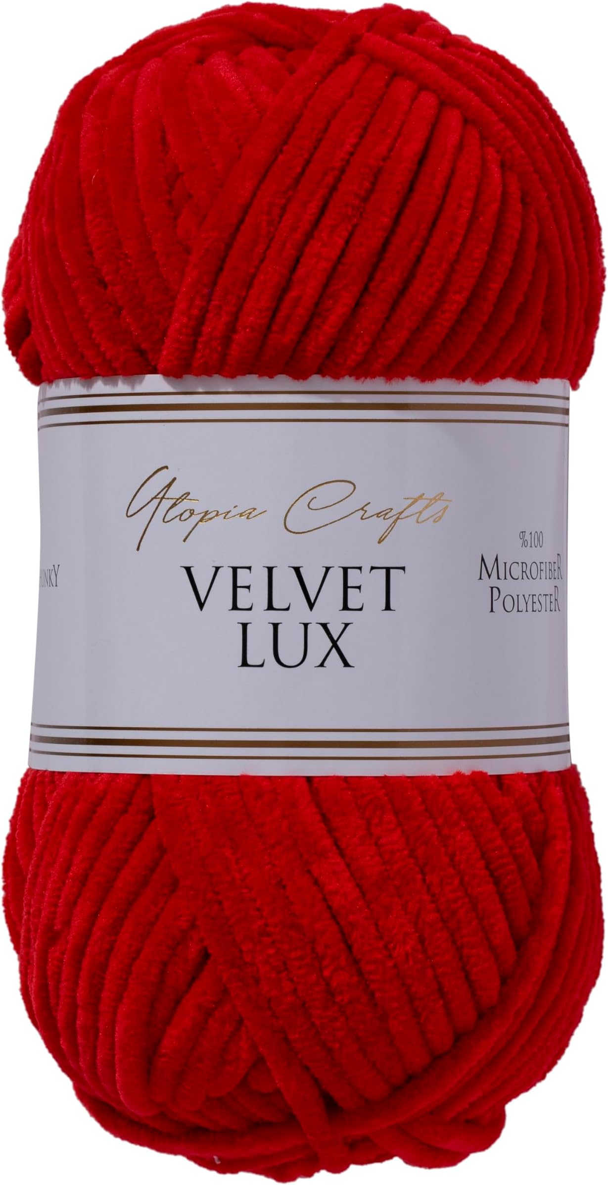 Utopia Crafts Velvet Lux Chenille Super Soft Chunky Yarn for Knitting and Crochet 100g (1, Red)