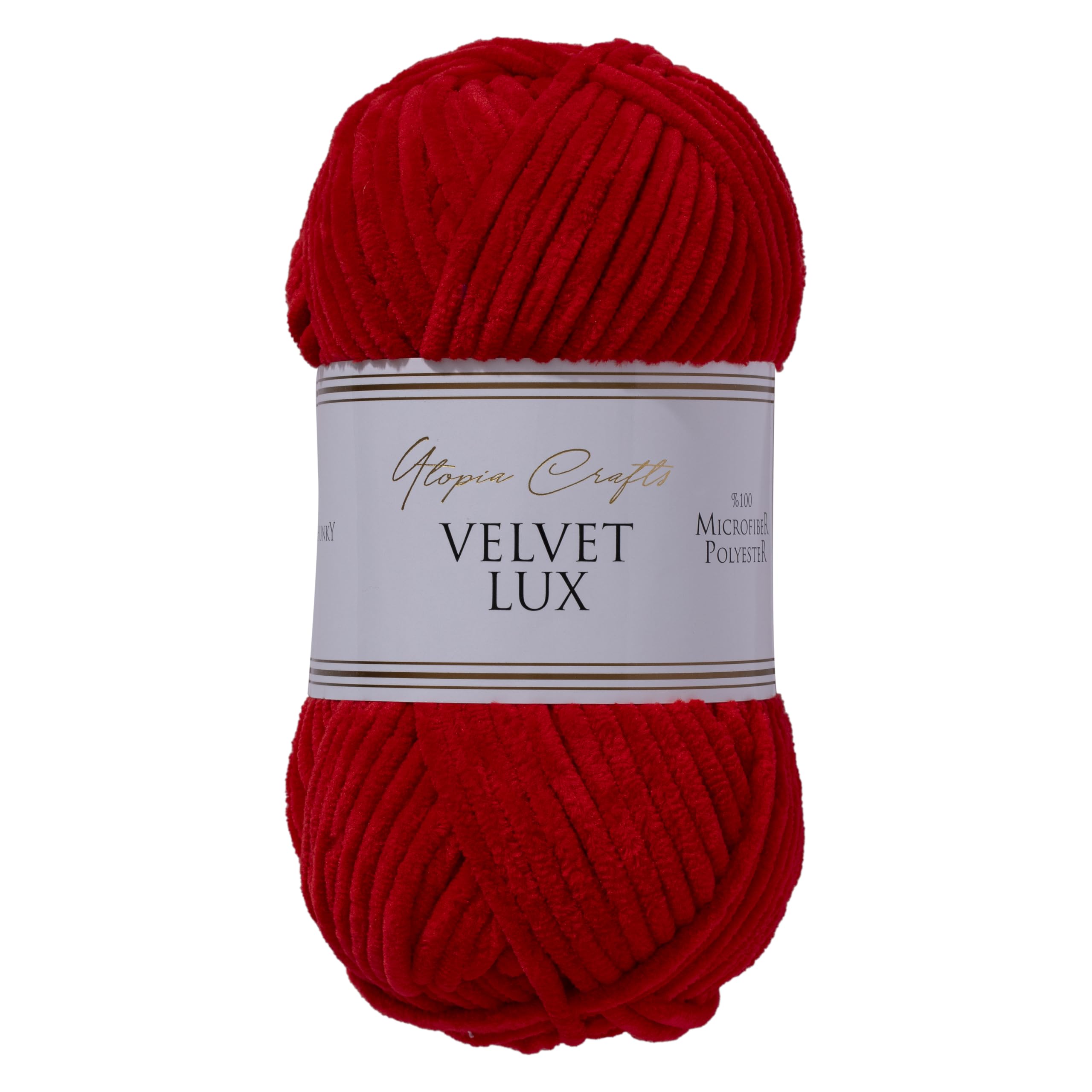Utopia Crafts Velvet Lux Chenille Super Soft Chunky Yarn for Knitting and Crochet, 100g - 110m (Red)