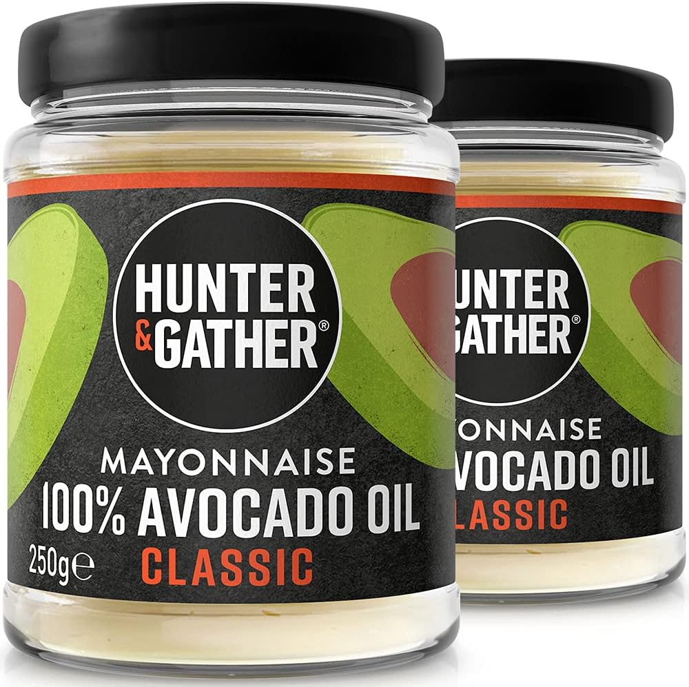Hunter & Gather Avocado Oil Mayonnaise 2 x 250g | Seed Oil Free I Made with Pure Avocado Oil and British Free Range Egg Yolk | Paleo, Keto, Sugar and Gluten Free Avocado Mayo