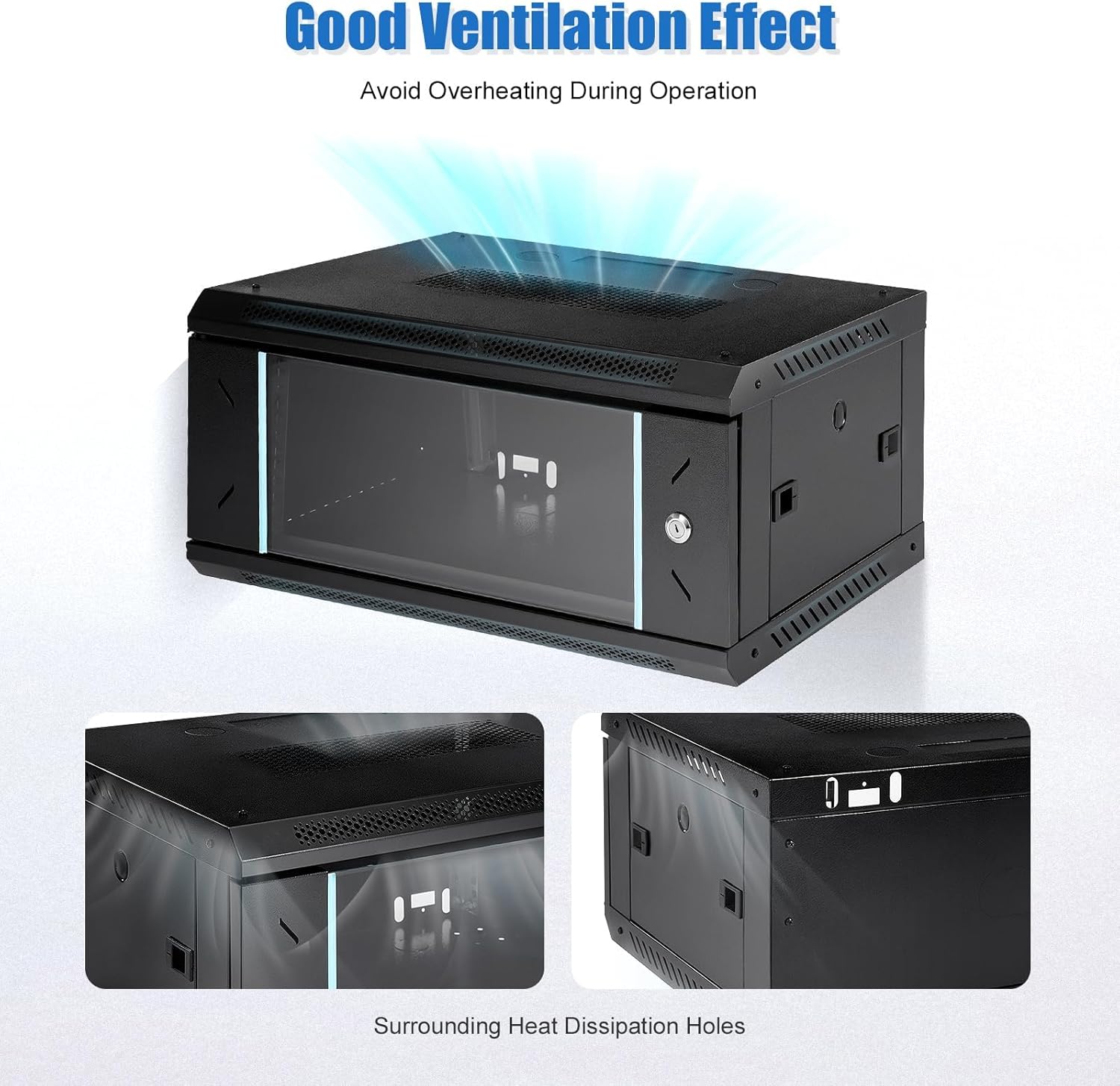 4U Wall-Mount Server Rack,Network Rack,Server Cabinet with Glass Locking Door,23.62 * 17.72 * 9.45In for Offices & Data Centers