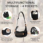 Gloppie Dog Sling Carrier Travel Cat Carrier Breathable Puppy Carrier Hand Free Dog Carrying Bag Pet Carrier for Dogs Below 10 lbs Dog Black