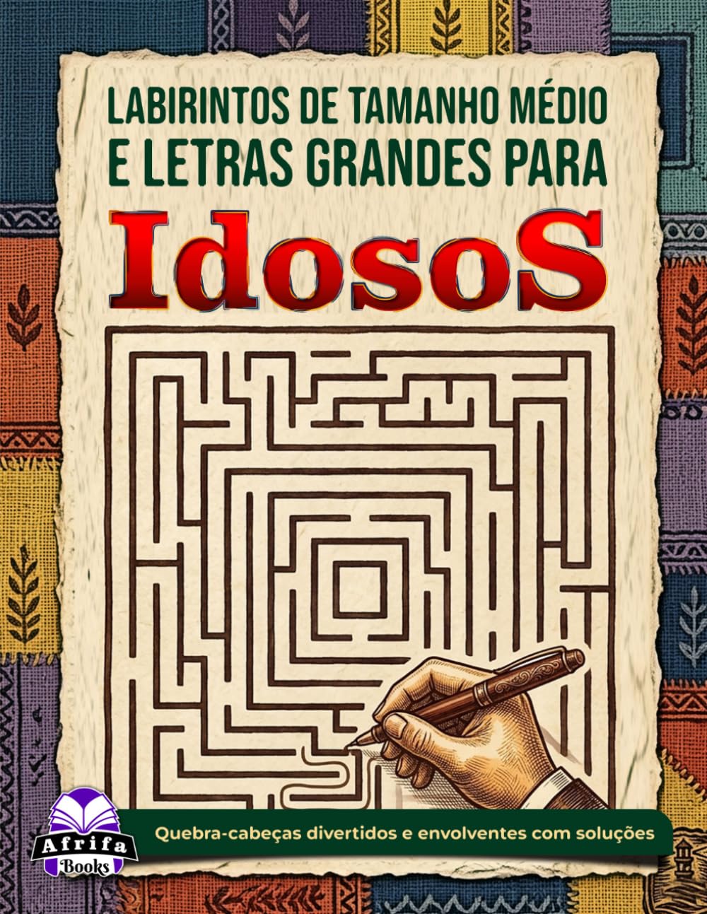 Labirintos de tamanho médio e letras grandes para idosos: Jogos cerebrais relaxantes e atividades de quebra-cabeça para adultos mais velhos: Quebra-cabeças divertidos e envolventes com soluções.