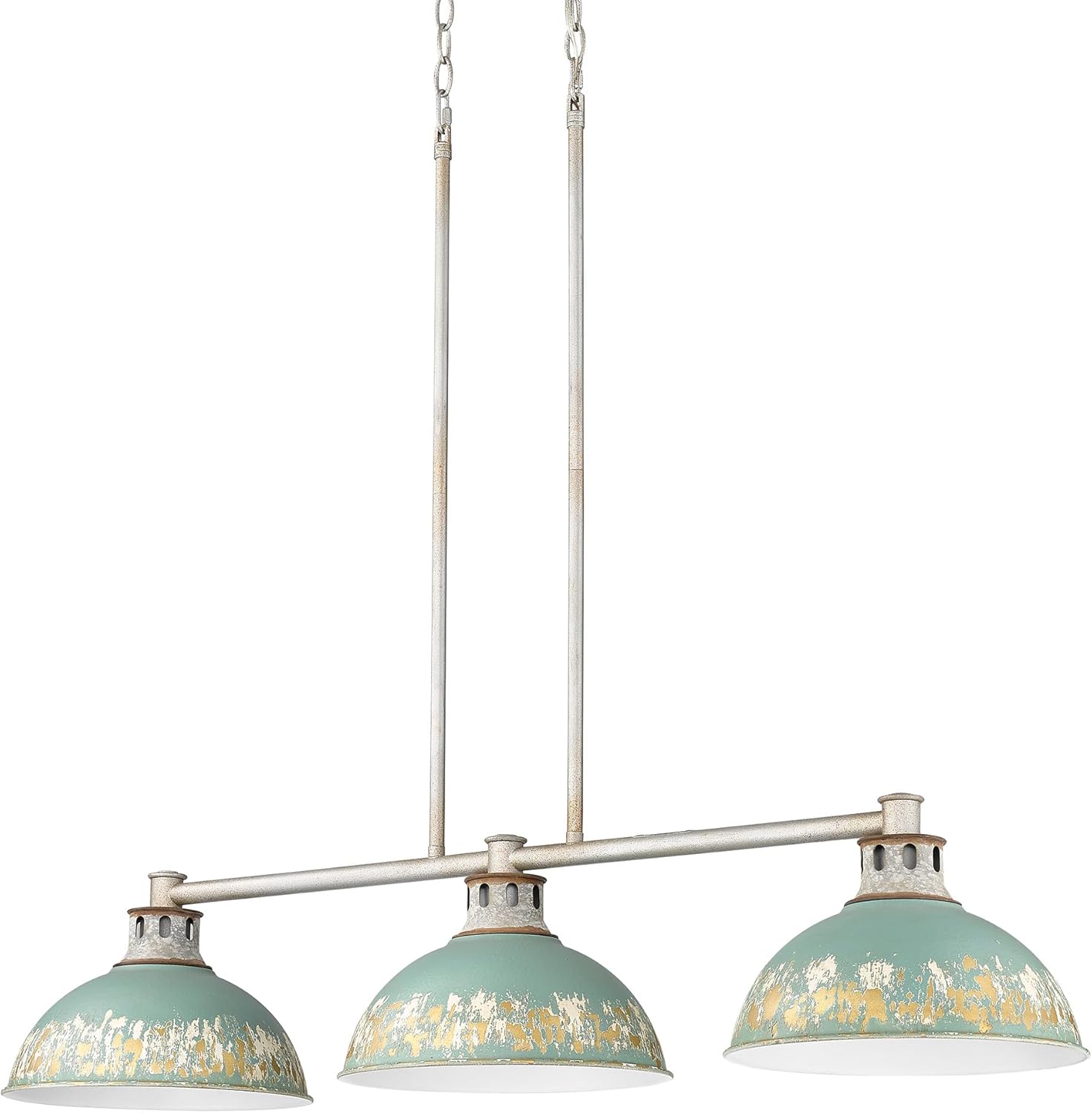 Golden Lighting Kinsley 3-Light Island Light in Antique Teal Shade