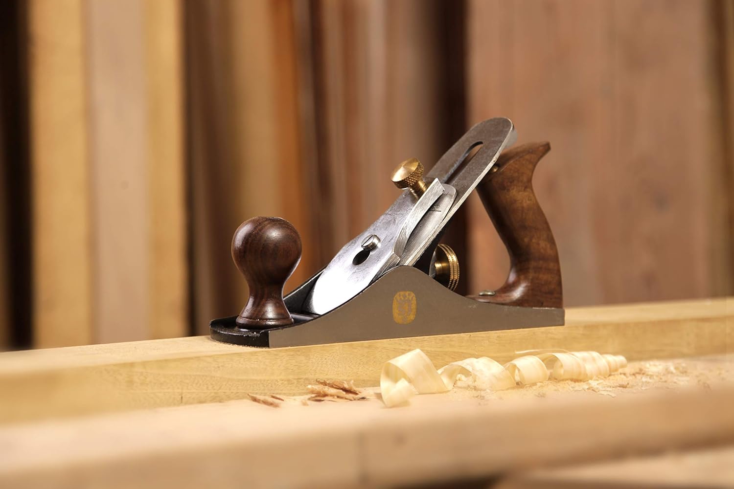 Smoothing Plane in use on wood with shavings