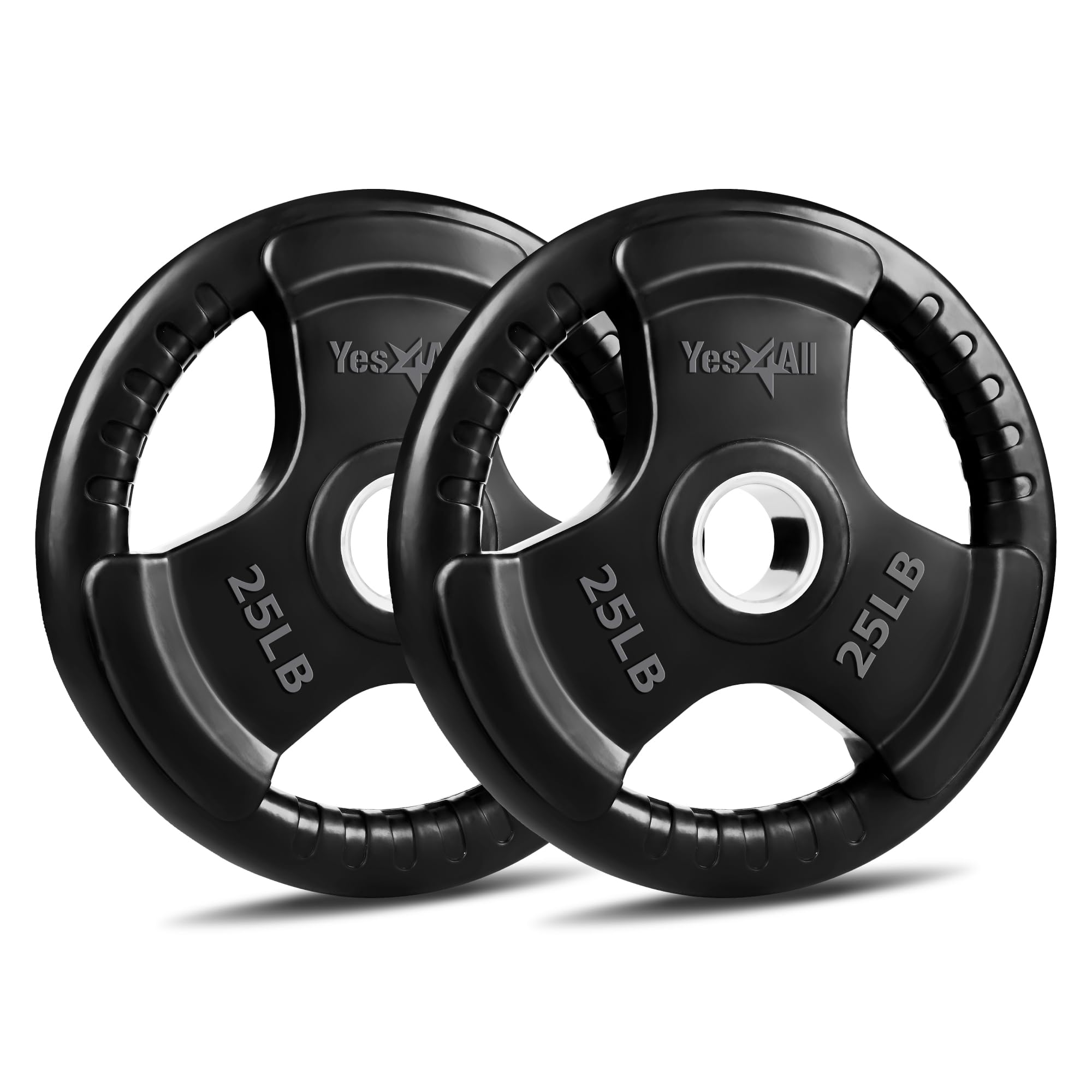 Yes4All Rubber Grip Plates for Barbell, 2-Inch Weight Plates for Weightlifting and Strength Training in Home Gym (Single, Pair and Set)