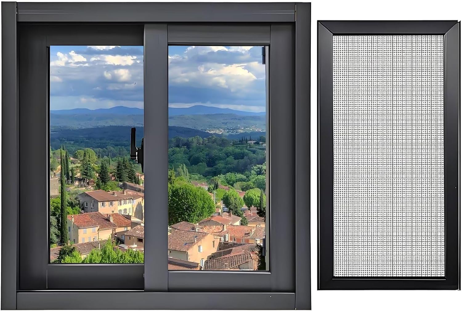 ZAIHW 30x28in / 76x71cm Double Pane Window for Houses 60 54 50 46 42 40 36 32 30 28 24 22 20 18 14 Inch, for Sheds, Bathroom, Basement and Chicken, Basement Replacement Window Black
