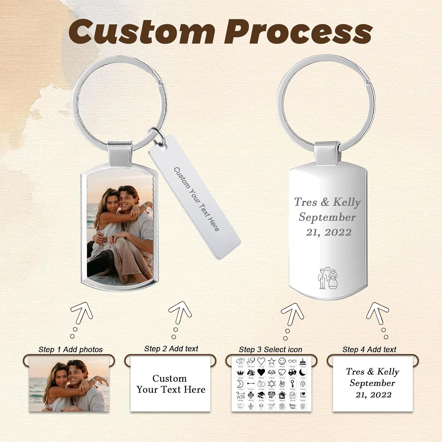 Custom Keychain with Picture Personalized Keychains with Engraving Photos Text Customized Gifts for Men Women - Image 2