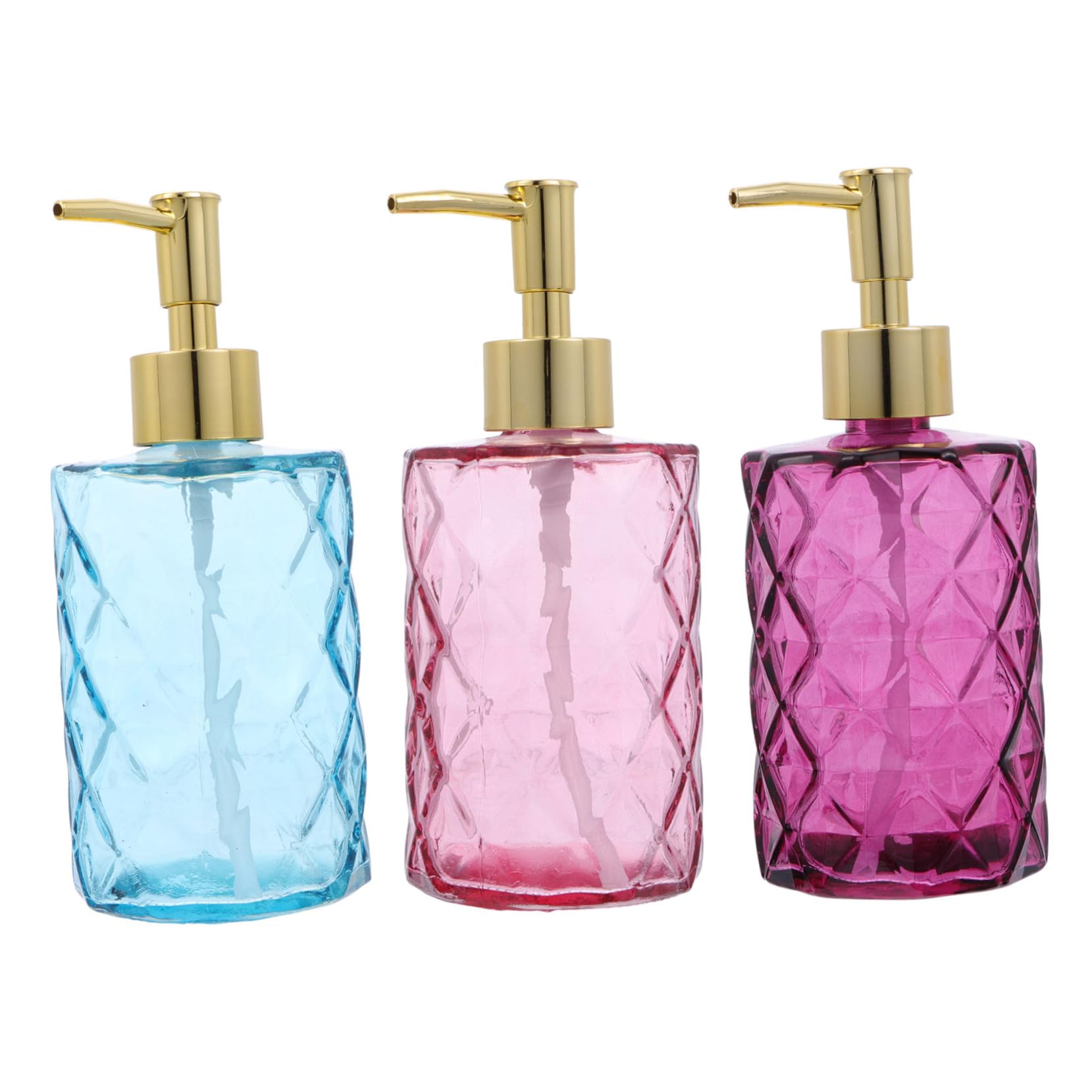 Botella Dispensadora de Vidrio con Bomba Manual, Set de 3 Piezas