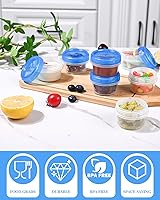 Vista 2 de Recipientes para aderezo de ensalada, [8 unidades x 2 onzas] reutilizables, fáciles de abrir, aderezo, condimento, salsa, recipientes para dip