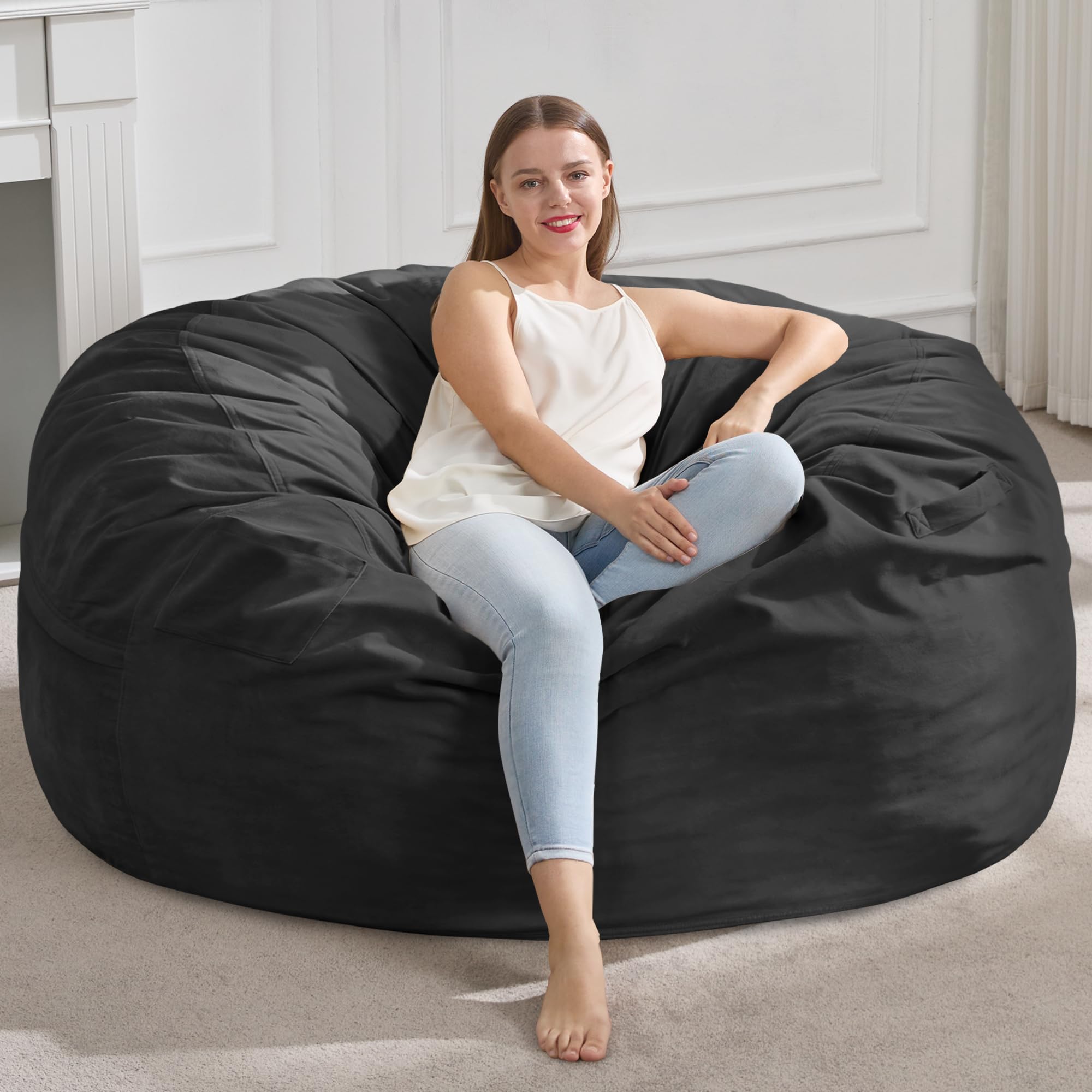 Hobestluk 4FT Bean Bag Chair Giant Bean Bag Chairs for Adults Large Bean Chairs with Removable Cover, Beanbag Chair with Filler, Adult Bean Bag Chairs