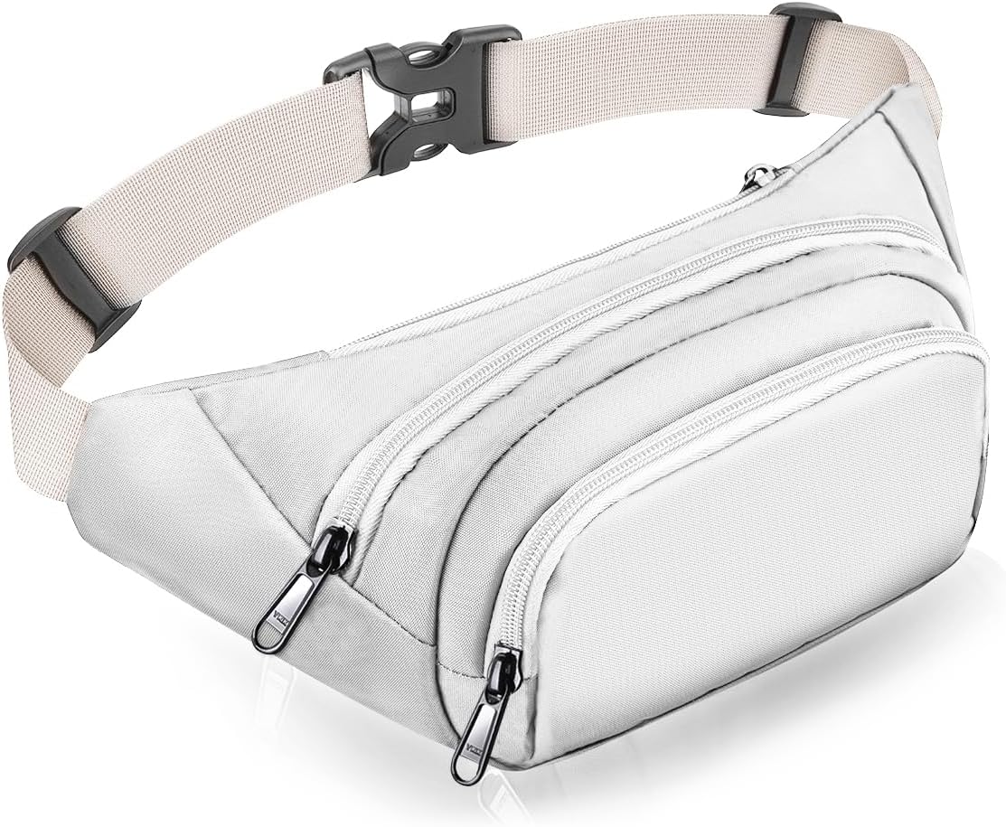 Large Fanny Pack for Women Men - Syican Waist bag with 3-Zipper Pockets, Gifts for Enjoy Sports Traveling Workout Casual Hands-Free crossbody bags Fits MAX 7.9'' iPad & 6.6'' Phone