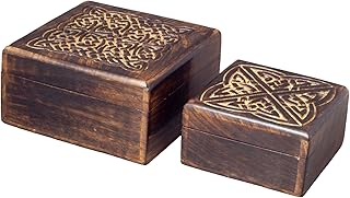 Celtic wooden box set - 2 nested boxes, hand crafted, 6x6 inches and 4.5x4.5 inches