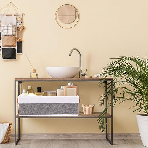 Miniatura 8 de Cesta de almacenamiento pequeña, paquete de 5 unidades, contenedores de almacenamiento plegables abiertos, cajas de almacenamiento con asas,