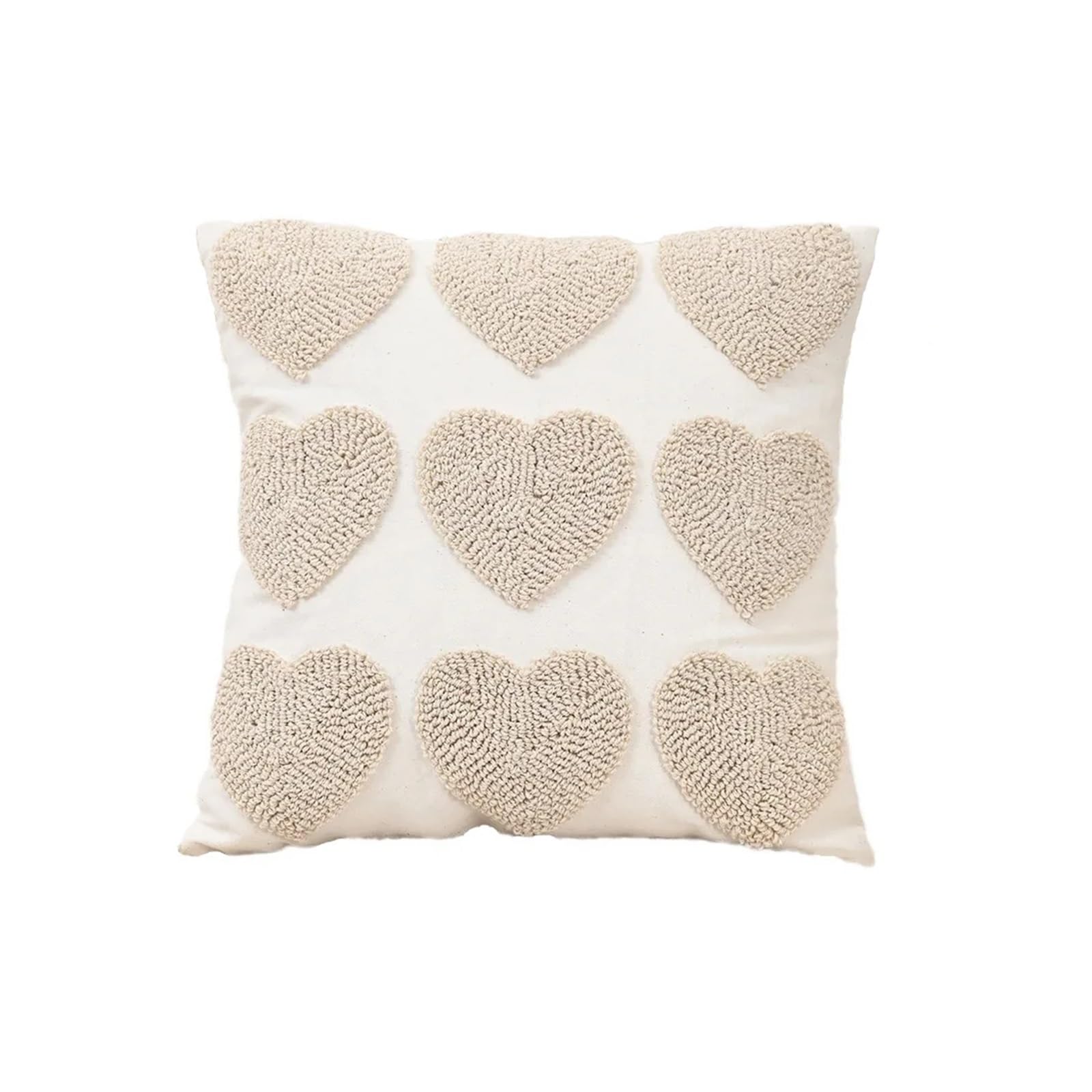 Heart Pillowcase Romantic Pillow Cover Hollow Cushion Case Tufted Loop Sofa Decor Love Bedroom Accent(Color01)