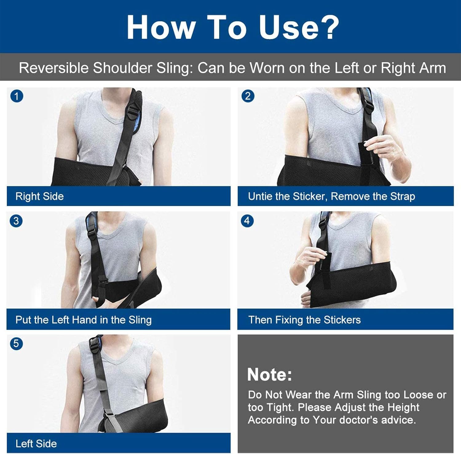 Arm Sling for Shoulder, Breathable Mesh Medical Sling, Shoulder Immobilizer Support for Brokerm, Wrist, Elbow, Shoulder Injury, Left or Right Arm