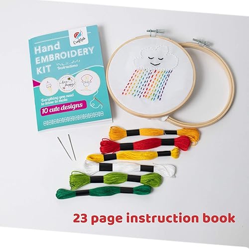 Miniatura 4 de CraftLab Kit de bordado para principiantes, kit de iniciación de manualidades para niños de 7 a 13 años, incluye 10 proyectos, aros de bordado,
