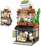 Japanese Street View Shop Blocks Building House Toy, 4 Modèles Mini DIY Modèle de construction de blocs MOC Jouet de construction