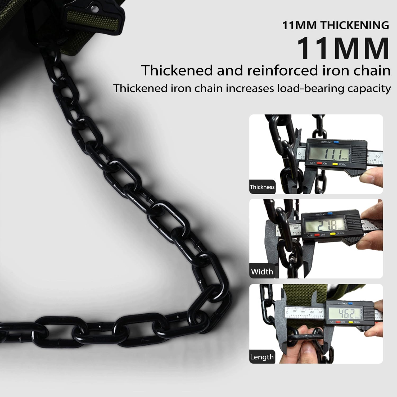 Cintura per esercizi di sollevamento pesi, squat, powerlifting e salse, 80 cm, robusta catena in acciaio, supporta 150 kg, per uomini e donne, bodybuilding, esercizi, fitness e trazioni