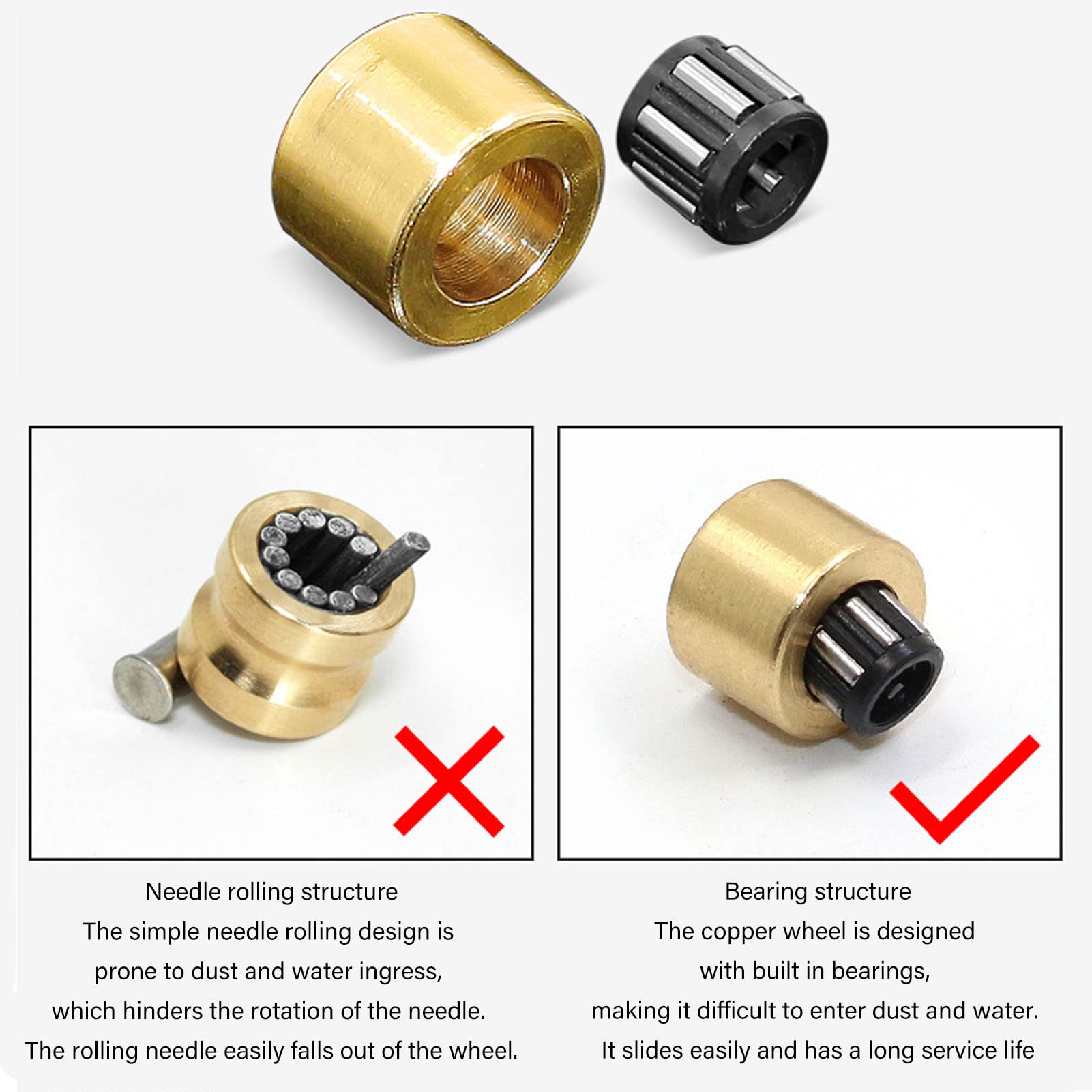 4-tlg. Schiebetür Rollen Set - Terrassentür Ersatzrollen Kupfer/Edelstahl