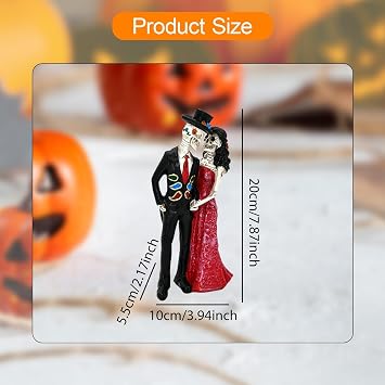 Skeleton Figurine Collectible Day of The Dead Wedding Couple Statue for House