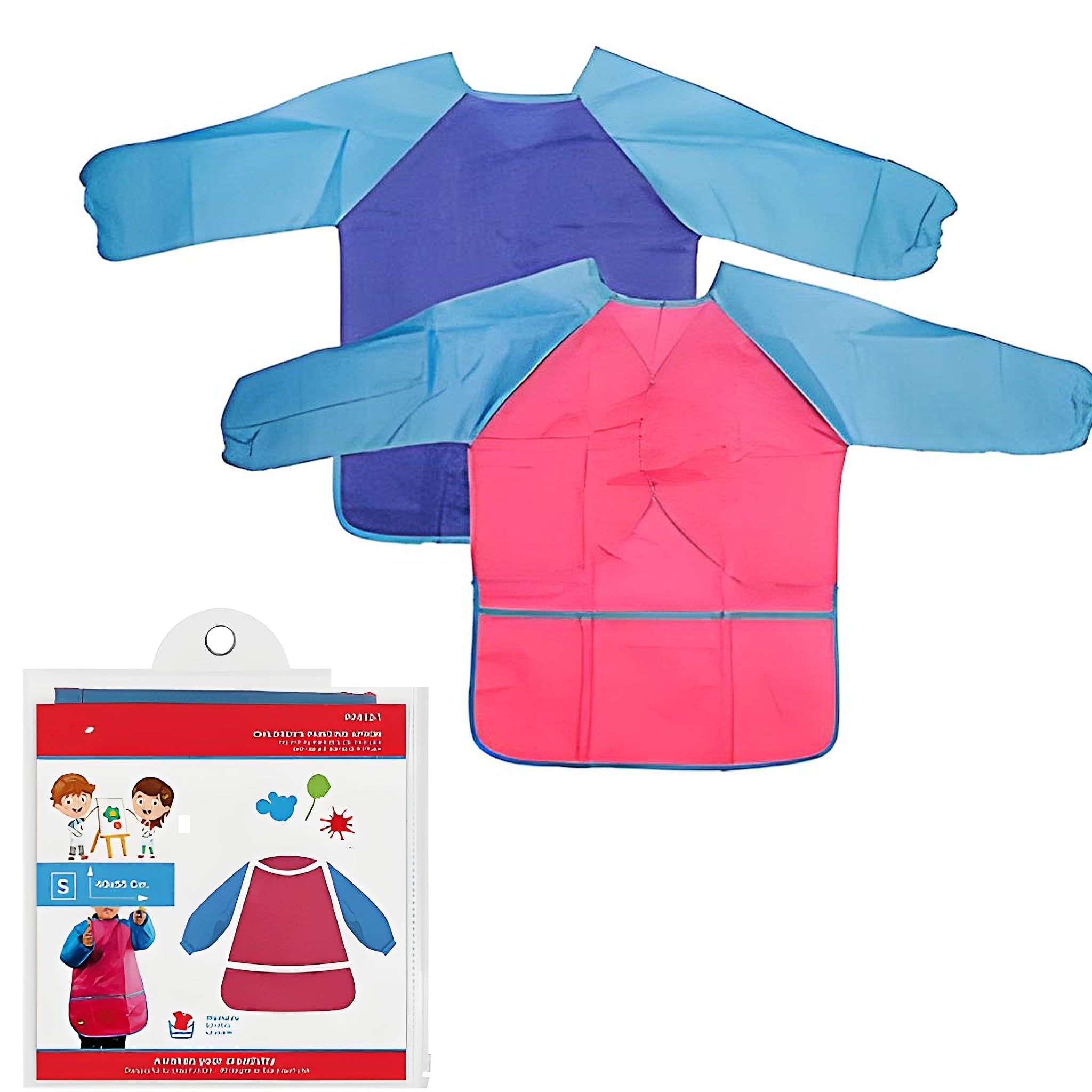 Bricokids Tablier imperméable pour enfants avec manches longues pour activités de peinture et travaux manuels scolaires