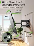 USX MOUNT Support Mural pour Téléviseur pour la plupart des Téléviseurs de 37 à 86 po, Support Mural à Mouvement Complet, Pivotant et Incliné, Support de Téléviseur avec Bras Articulés Doubles, Extension Max VESA 600x400mm, Montants en Bois de 16 po