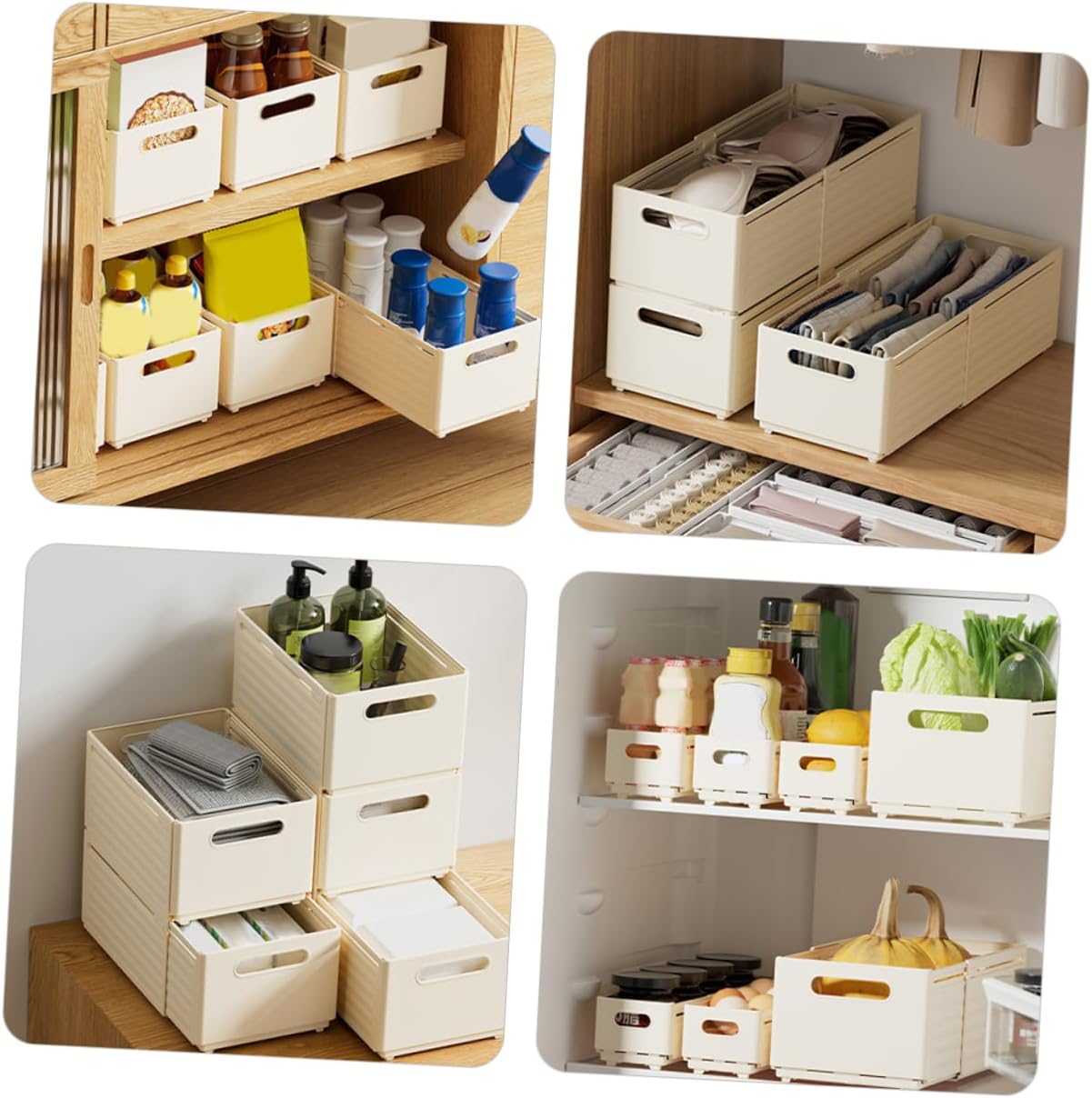 2pcs Underwear Storage Organizer Multi-use Drawer Cases for Underpants Socks Lingerie Cream White Design for Home and Closet Organization
