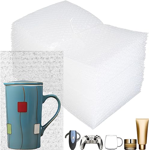 50 bolsas transparentes de burbujas, 6 x 10 pulgadas, bolsas de amortiguación de doble pared para mudanza, envío y embalaje