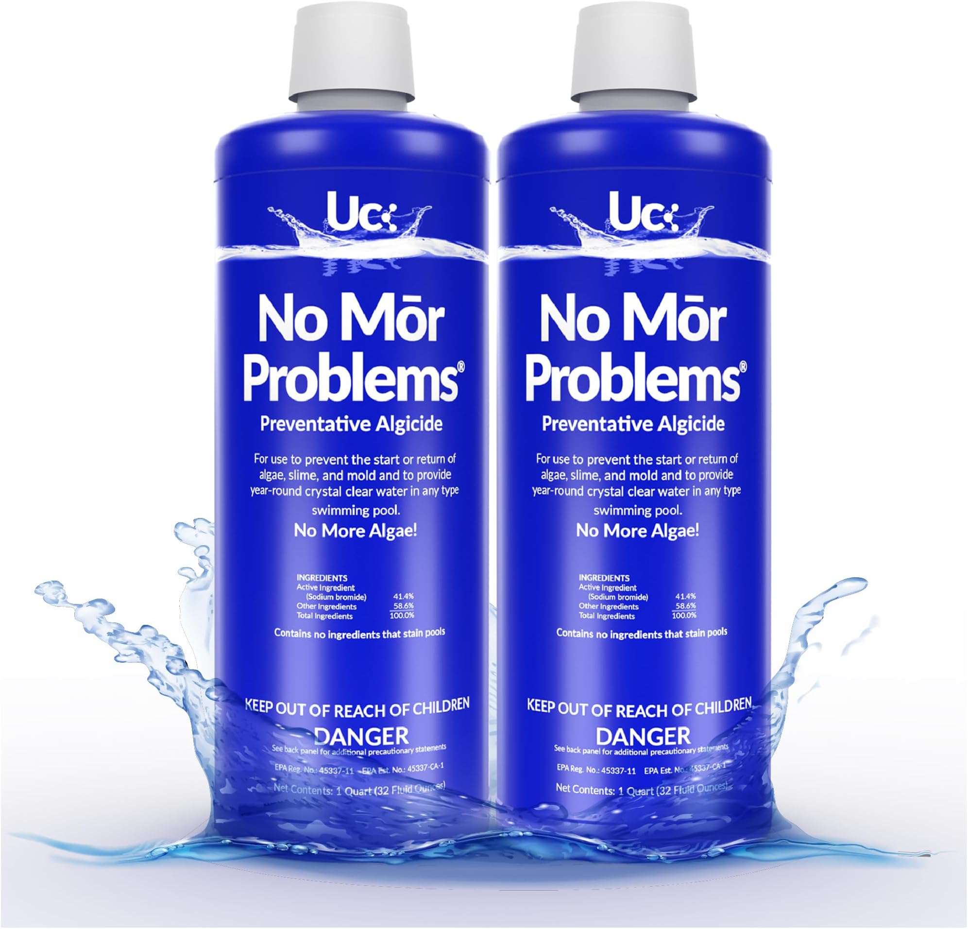 No Mor Problems | Swimming Pool Preventative Algaecide | 2 Quarts Pack