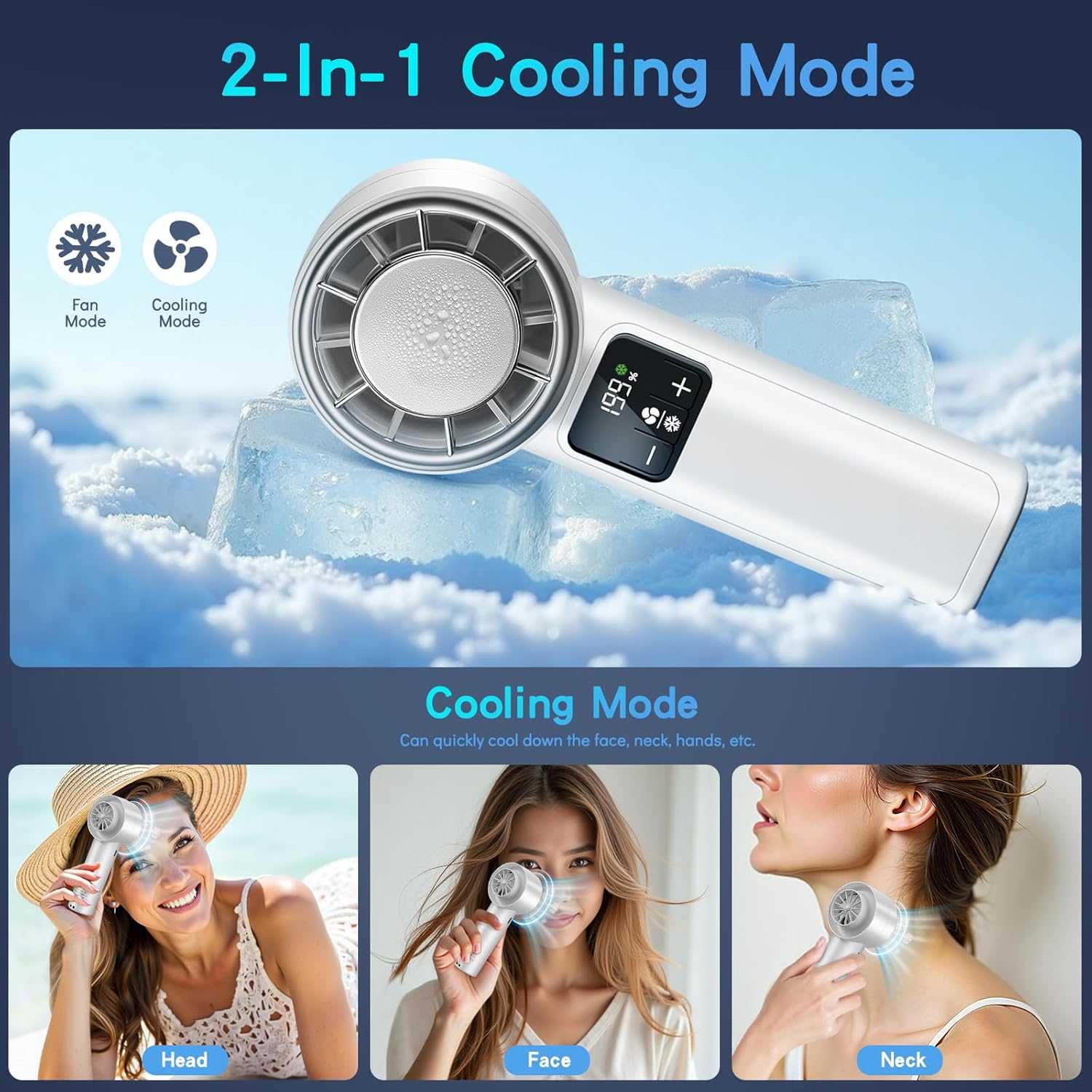 Handheld Turbo Fan with Ice Cooler, Rechargeable Personal Fans, 1-199 Adjustable Speed, Powerful Cooling Personal Mini Fan, Portable Hand Fan for Travel, Outdoor, Office, Gifts for Women,Men - Image 3