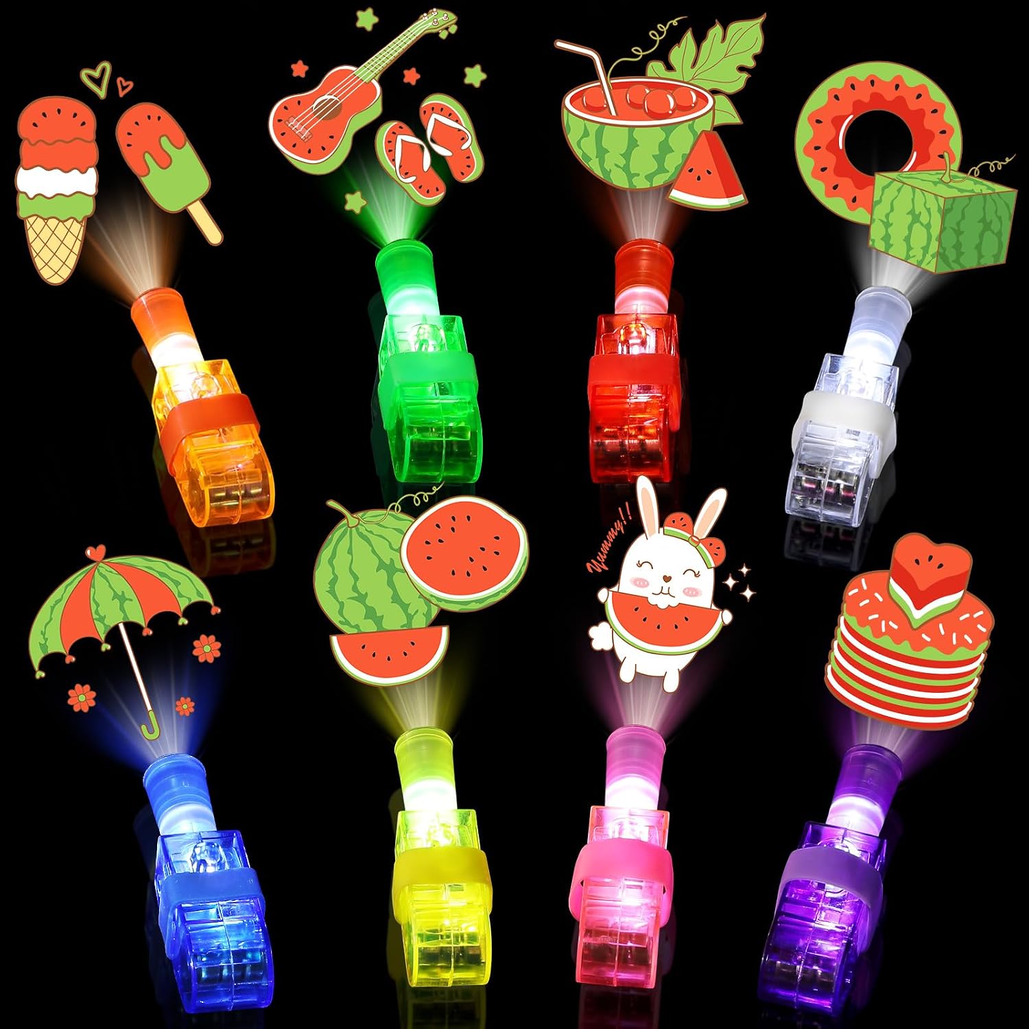 36 Pack Watermelon Party Favors LED Finger Lights, Summer Birthday Goodie Bag Stuffers, Classroom Rewards, Party Prizes & Glow Party Supplies