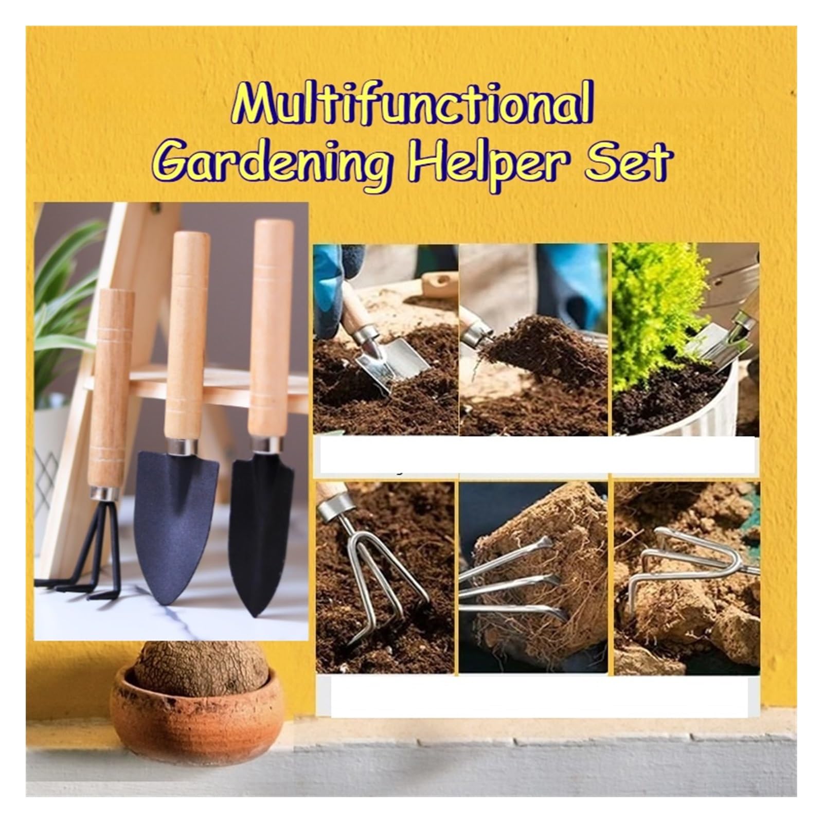 Juego de herramientas de jardinería, herramientas ergonómicas y de jardinería para plantar suculentas y flores (mezcla de 2 juegos)