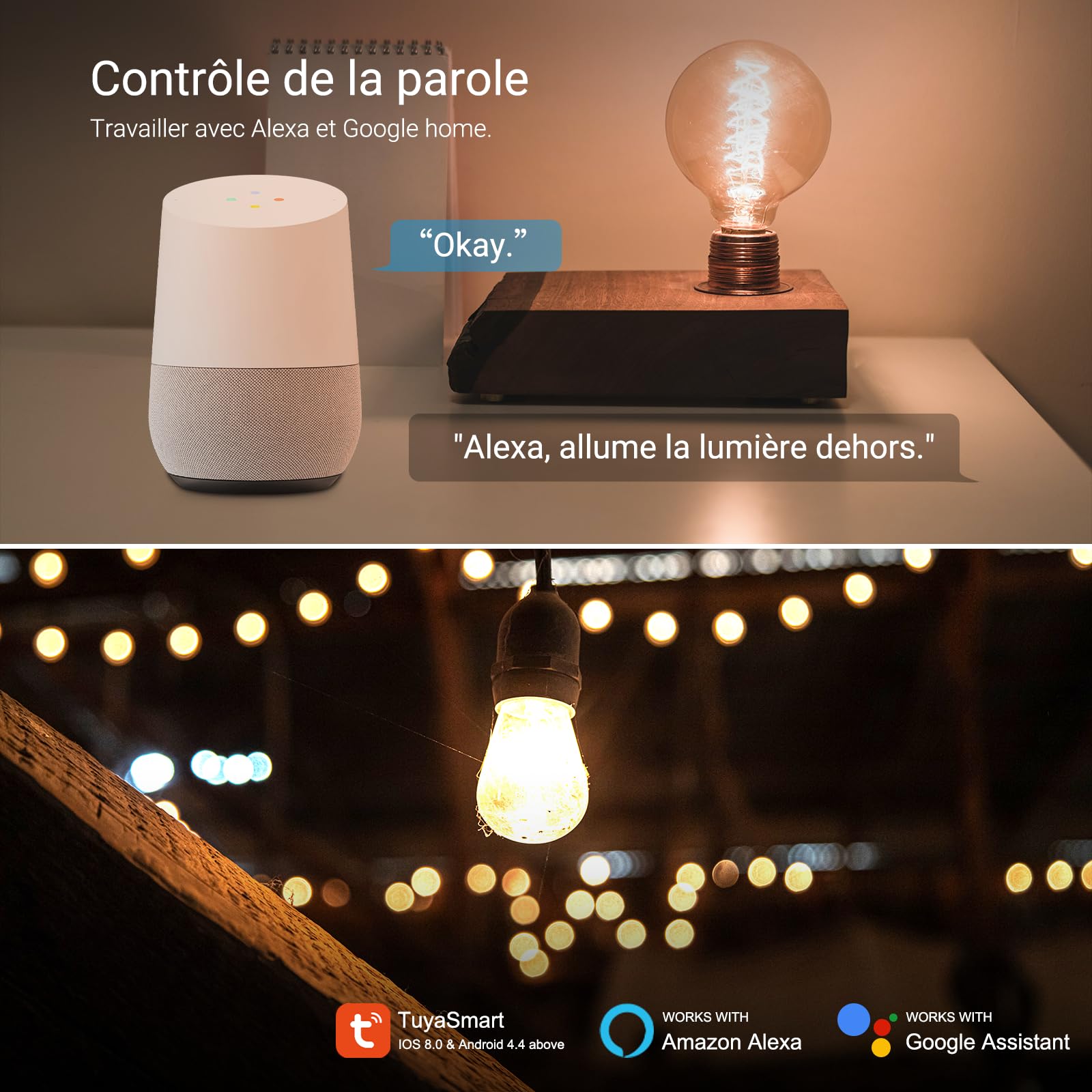 Enchufe conectado WiFi 10A, enchufe inteligente impermeable compatible con Alexa & Google Home, función temporizador, impermeable para IP44 exterior, 2 paquetes