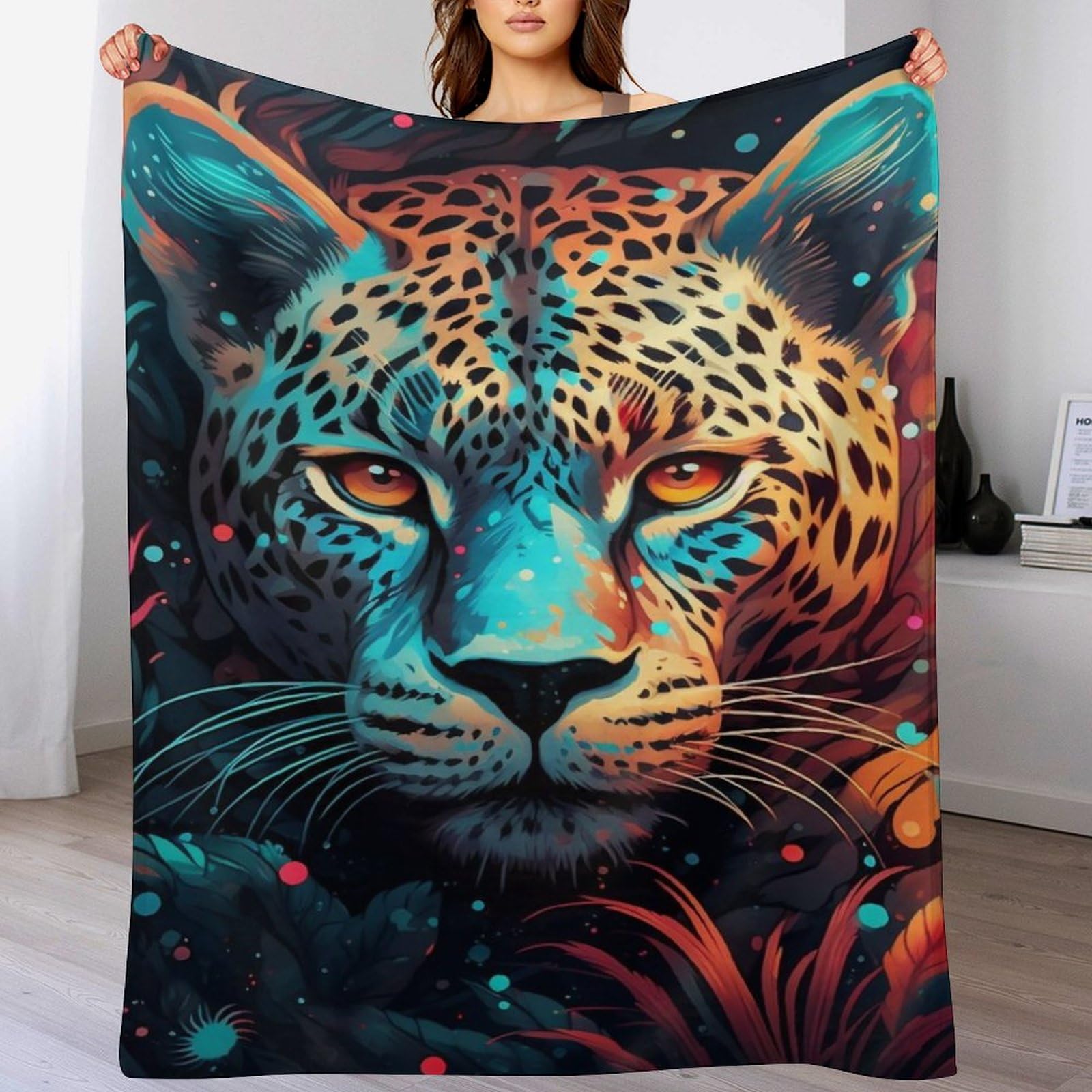 Couverture léopard polaire pour chambre à coucher et camping