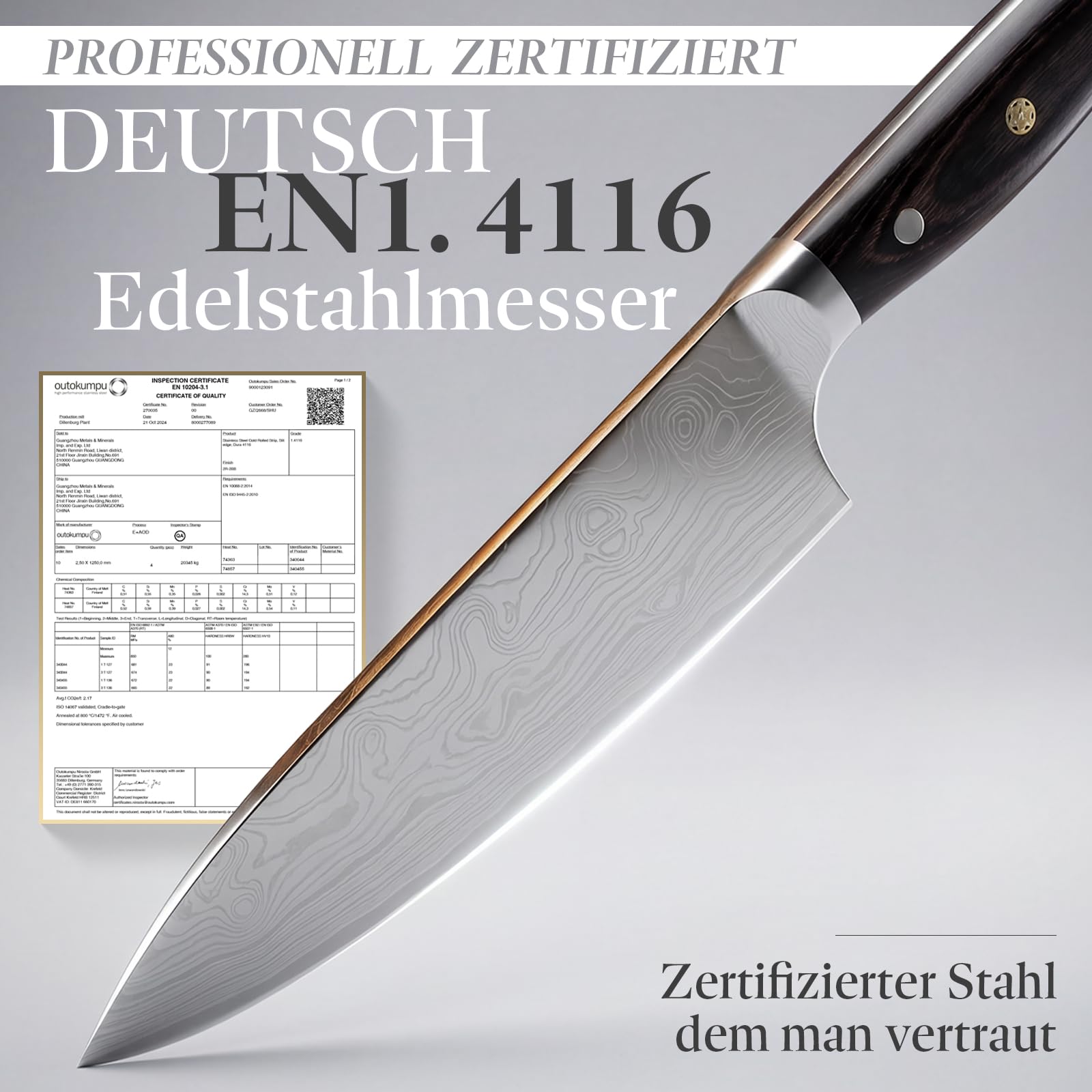 Funistree Küchenmesser Scharf Jahrestag Geschenk für Ihn - 34 Cm Kochmesser Profi Messer, Geschenke für Männer Partner, Ich Liebe Dich Geburtstagsgeschenk für Ehemann, Ergonomisch Chef Fleischmesser