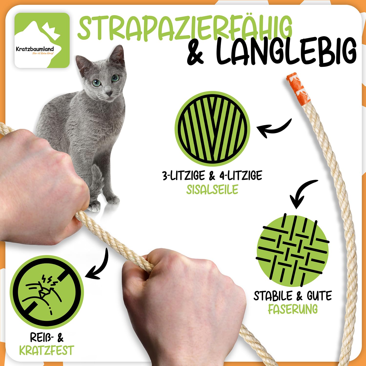 Cuerda de sisal de 10 mm para rascar, cuerda de árbol de gato (diferentes longitudes).
