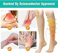 Vista 6 de bropite Toeless Compression Socks for Women&Men-2 Pairs Support 15-20mmhg Open Toe Knee High Circulation Medical Compression Sock