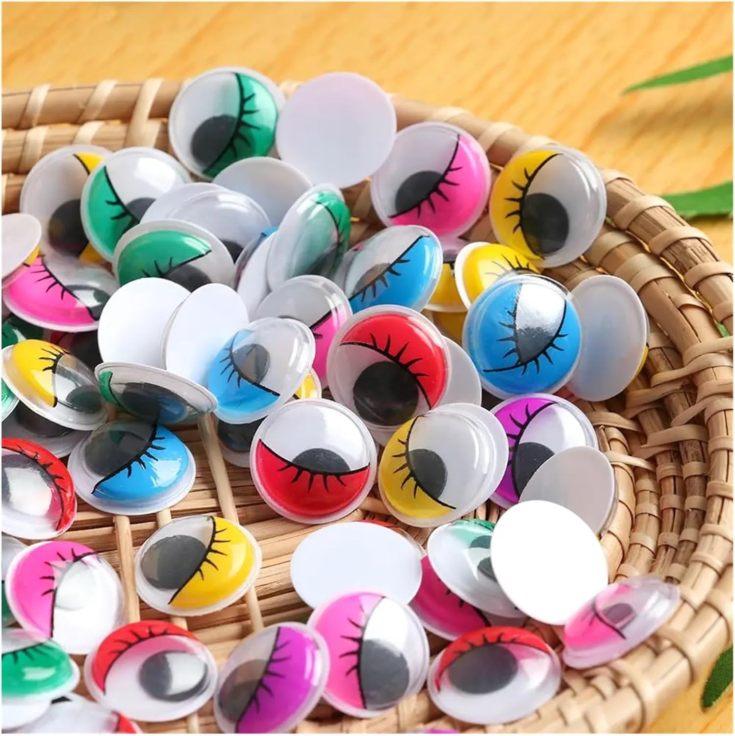 Googly Eyes 300pc Colorful Wiggle Eye Round Moving Wiggly Googly Eyes 6/8/10mm for Toy Garment Dolls Parts DIY Crafts Accessories for Crafts Decorations(15mm)