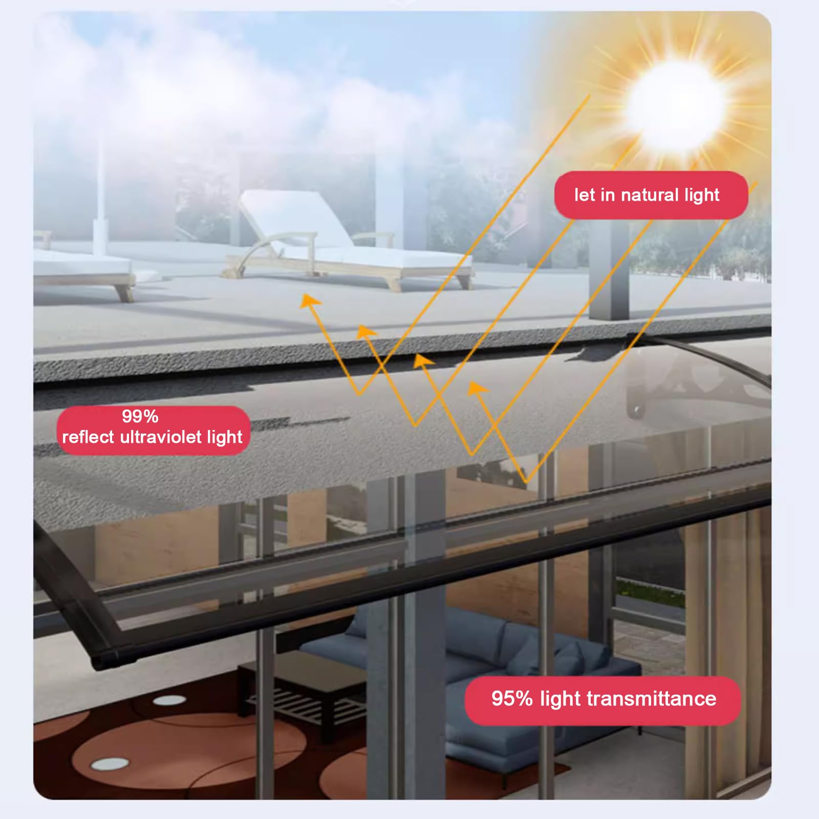 Moderne polycarbonaat voordeur luifel luifel voor UV regen